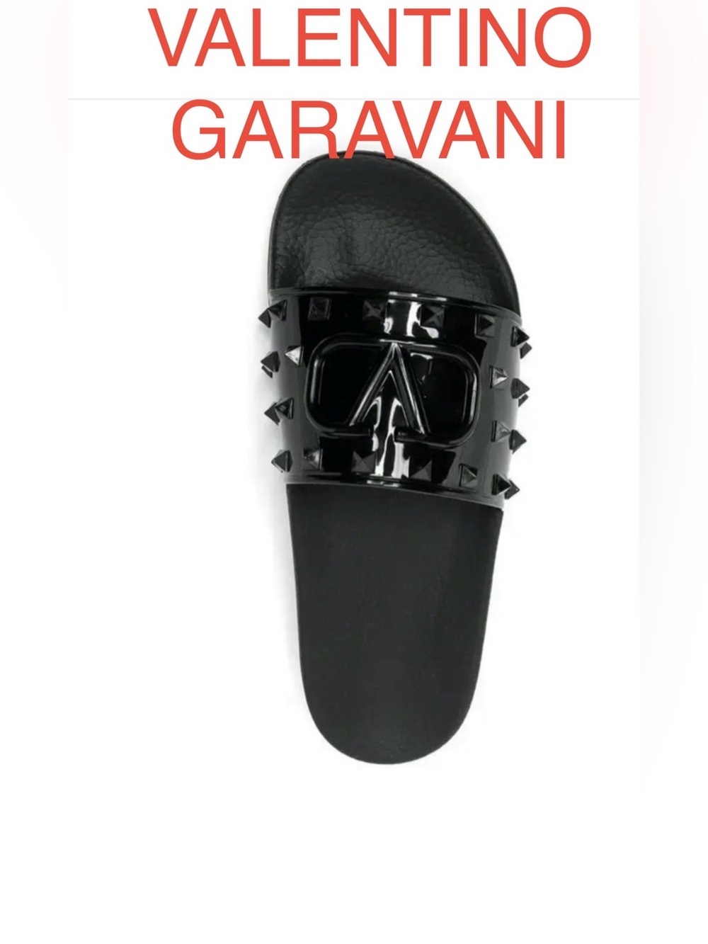 Valentino Garavani Vlogo Signature Summer Black Studded Logo Slide Sandals (8)